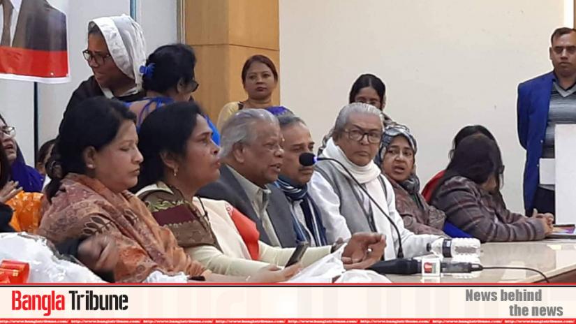 Awami League leader Amir Hossain Amu speaking at an event for the ruling party's Dhaka South mayoral candidate Sheikh Fazle Noor Taposh on Thursday (Jan 9).