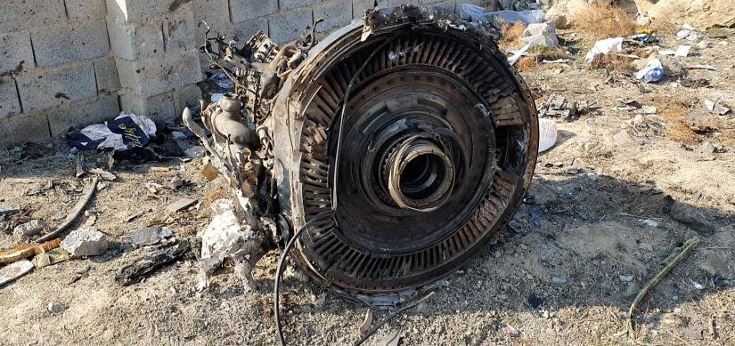 General view of the debris of the Ukraine International Airlines, flight PS752, Boeing 737-800 plane that crashed after take-off from Iran`s Imam Khomeini airport, on the outskirts of Tehran, Iran January 8, 2020 is seen in this screen grab obtained from a social media video via REUTERS