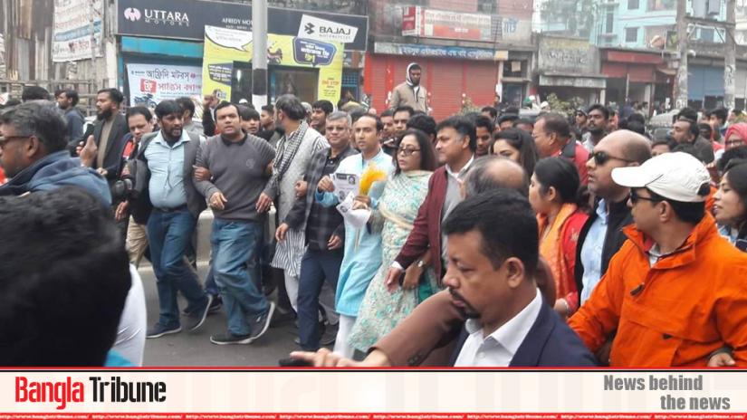 A campaign procession of BNP`s Dhaka North mayoral candidate Tabith Mohammad Awal on Sunday (Jan 12)