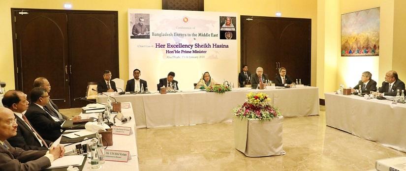 Prime Minister Sheikh Hasina was speaking at the Envoys’ Conference at Shangri-la Hotel in Abu Dhabi, UAE on Monday (Jan 13). Focus Bangla
