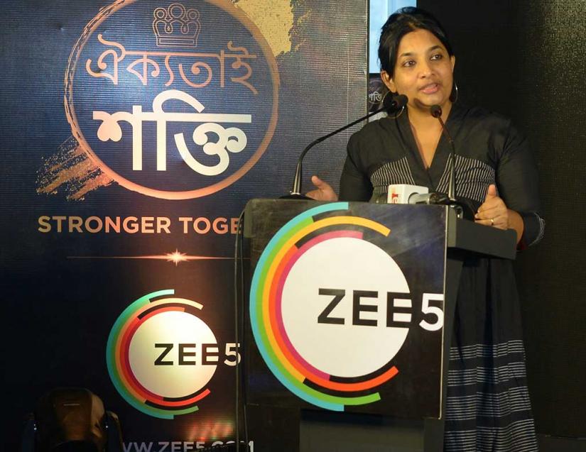Chief Business Officer of ZEE5 Global Archana Anand speaks at the press meet on Tuesday at Renaissance Dhaka Gulshan Hotel  Courtesy