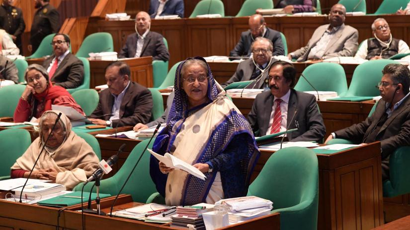 Prime Minister Sheikh Hasina addresses a question-answer session in the parliament on Wednesday (Jan 15). PID