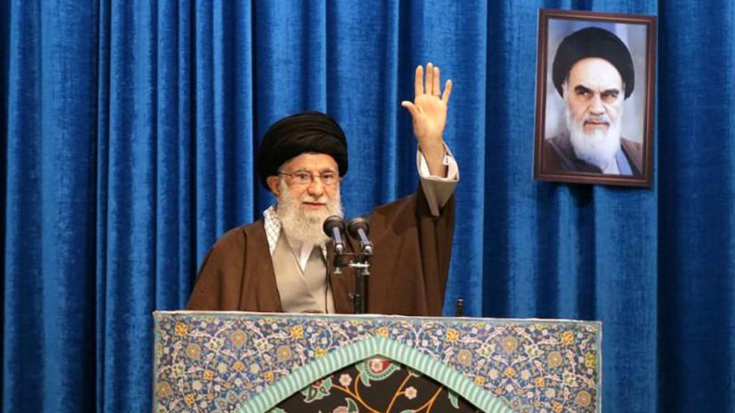 Iran`s Supreme Leader Ayatollah Ali Khamenei gestures as he delivers Friday prayers sermon, in Tehran, Iran Jan 17, 2020. Official Khamenei website/Handout via REUTERS