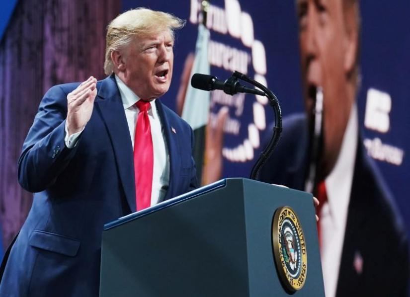 US President Donald Trump speaks at the American Farm Bureau Federation`s Annual Convention and Trade Show in Austin, Texas, Jan 19, 2020. REUTERS