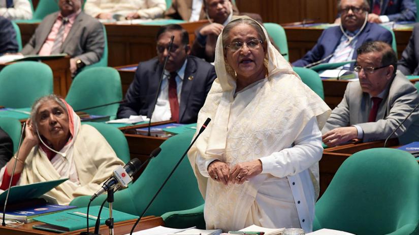 Prime Minister Sheikh Hasina speaking at the Parliament on Wednesday, Jan 22, 2020. PID
