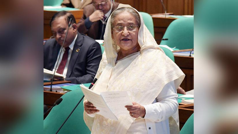 Prime Minister Sheikh Hasina speaking at the Parliament on Wednesday (Jan 22). PHOTO: Focus Bangla 