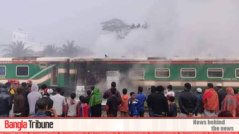 A fire that broke out at Parabat Express train on Friday (Jan 24, 2020).