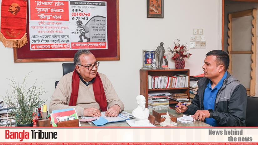 Communist Party of Bangladesh President Mujahidul Islam Selim during an interview with Bangla Tribune. PHOTO/Sazzad Hossain