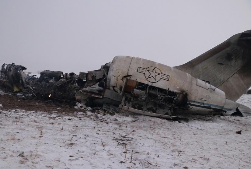The wreckage of an airplane is seen after a crash in Deh Yak district of Ghazni province, Afghanistan Jan 27, 2020. Reuters