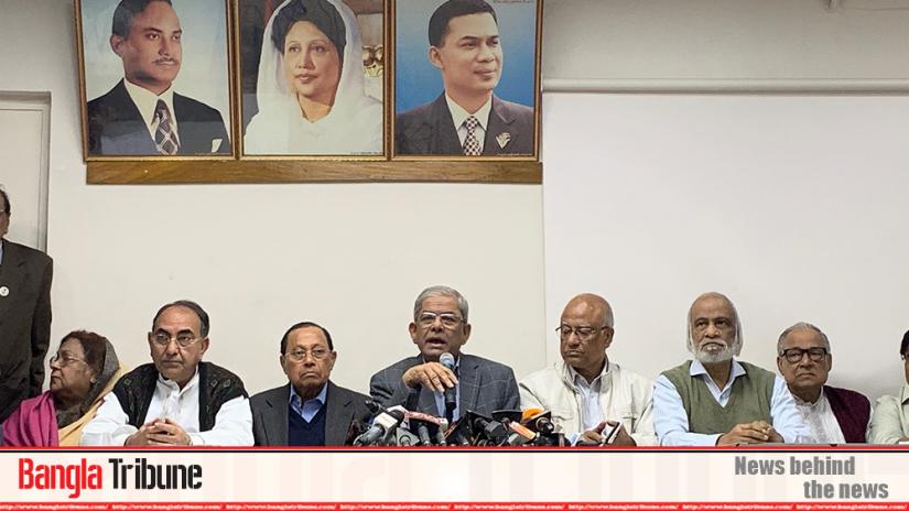 BNP Secretary General Mirza Fakhrul Islam Alamgir addressing a media call at the party headquarters on Saturday (Feb 1).