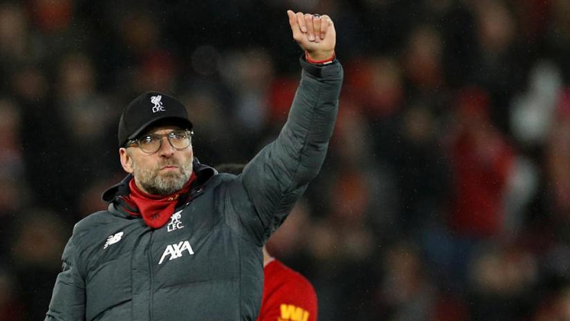 Soccer Football - Premier League - Liverpool v Southampton - Anfield, Liverpool, Britain - Feb 1, 2020 Liverpool manager Juergen Klopp celebrates after the match REUTERS