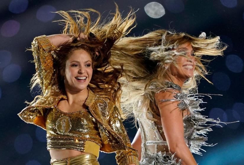 NFL Football - Super Bowl LIV Halftime Show - Kansas City Chiefs v San Francisco 49ers - Hard Rock Stadium, Miami, Florida, US - Feb 2, 2020 Jennifer Lopez and Shakira perform during the halftime show REUTERS
