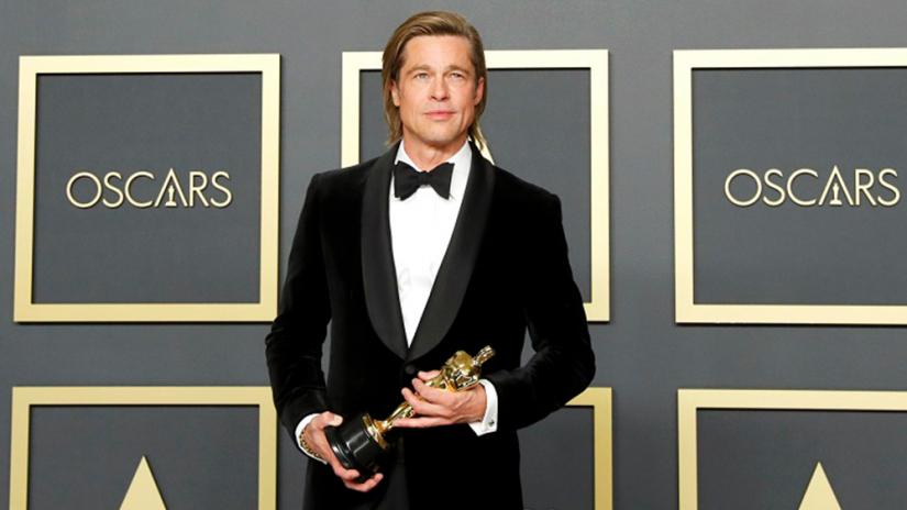 Best Supporting Actor Brad Pitt poses with the Oscar in the photo room during the 92nd Academy Awards in Hollywood, Los Angeles, California, US, Feb 9, 2020. REUTERS