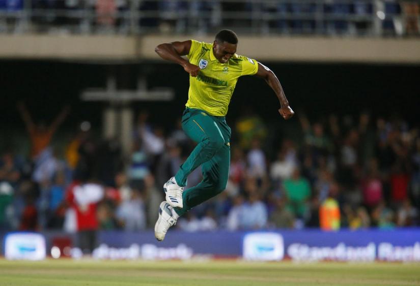 Cricket - South Africa v England - First T20 - Buffalo Park, East London, South Africa - Feb 12, 2020 South Africa`s Lungi Ngidi celebrates after winning the match REUTERS