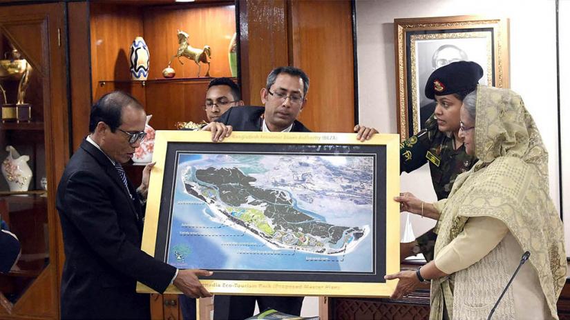 The Bangladesh Economic Zones Authority (BEZA) showed PM Hasina the plan for Sonadia Eco-Tourism Park in Moheshkhali upazila and NAF and Sabrang Tourism Parks in Teknaf upazila in Cox’s Bazar.
