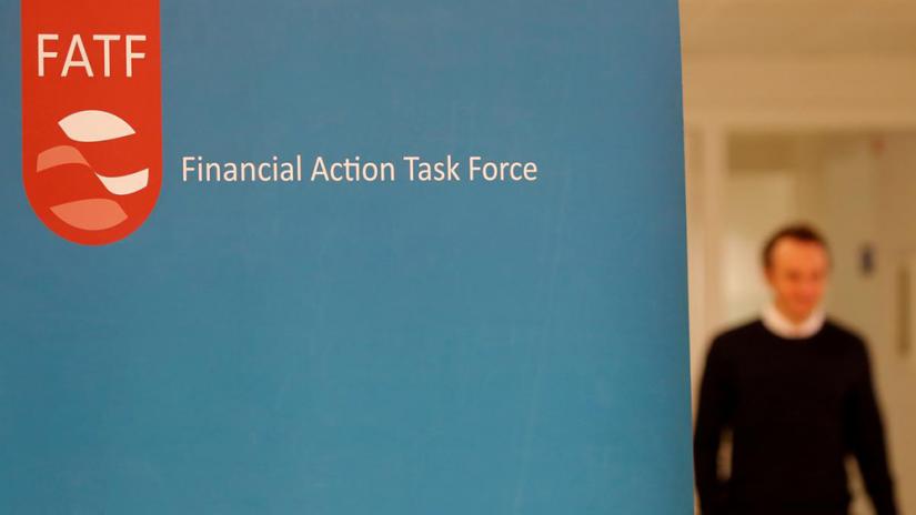 FILE PHOTO: The logo of the FATF (the Financial Action Task Force) is seen during a news conference after a plenary session at the OECD Headquarters in Paris, France, Oct 18, 2019. REUTERS