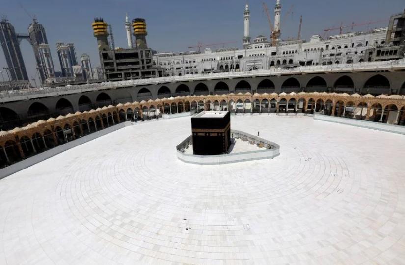 General view of Kaabah at the Grand Mosque which is almost empty of worshippers, after Saudi authority suspended umrah amid the fear of coronavirus outbreak, at Muslim holy city of Makkah, Saudi Arabia.REUTERS