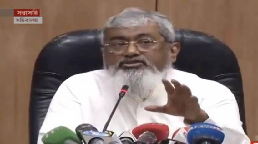 This TV grab photo shows Cabinet Secretary Khandker Anwarul Islam in a media briefing on Monday (Mar 23).