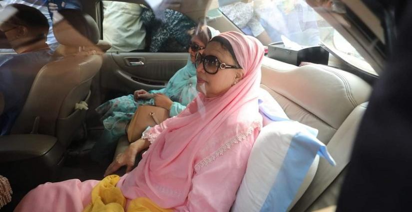 BNP Chairperson Khaleda Zia is seen after she comes out of Bangabandhu Sheikh Mujib Medical University (BSMMU) on Wednesday (Mar 25, 2020). Photo/Nashirul Islam